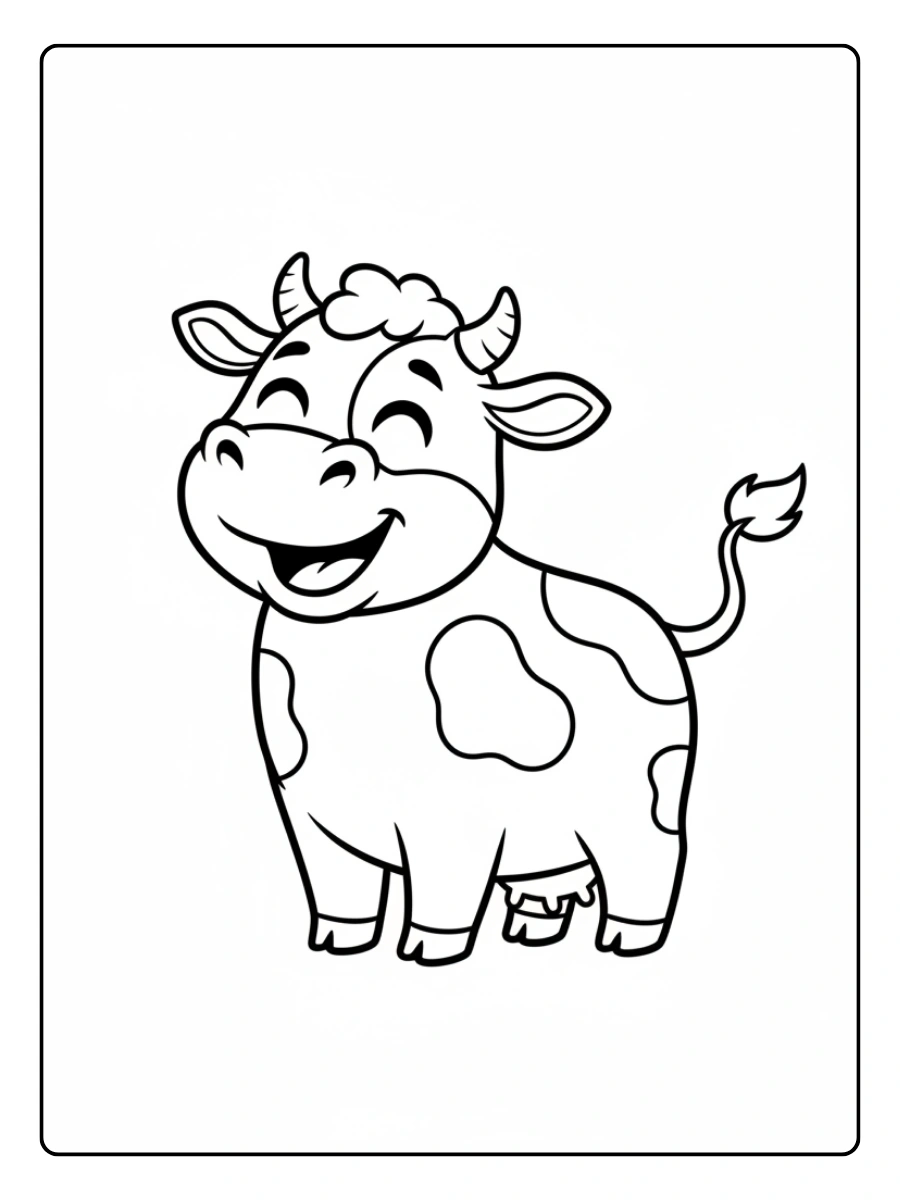 Cute Cow Coloring Pages – Cute Cow Smiling