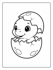 Cute Dino Coloring Pages – Baby Dino in Egg