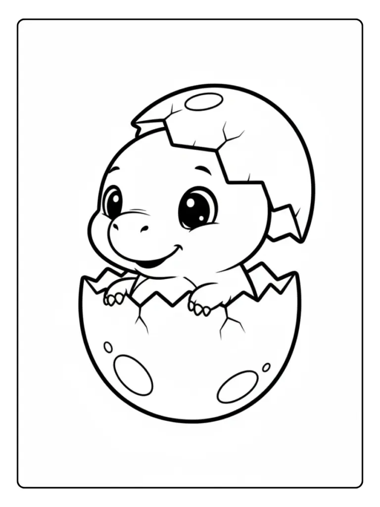 Cute Dino Coloring Pages – Baby Dino in Egg