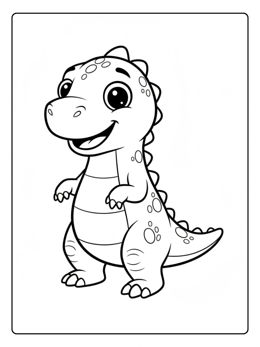 Cute Dino Coloring Pages – Cartoon Dino Standing