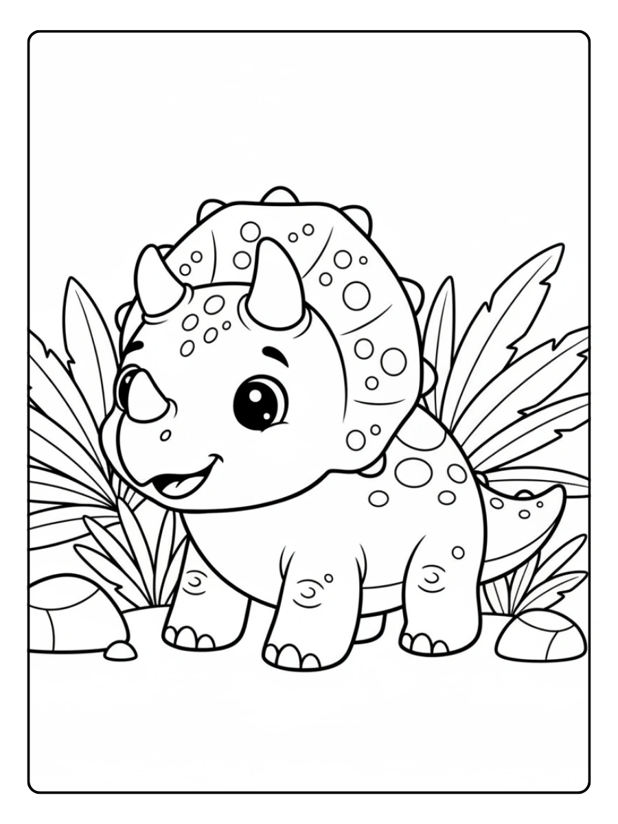Cute Dino Coloring Pages – Cute Dino Outline for Kids
