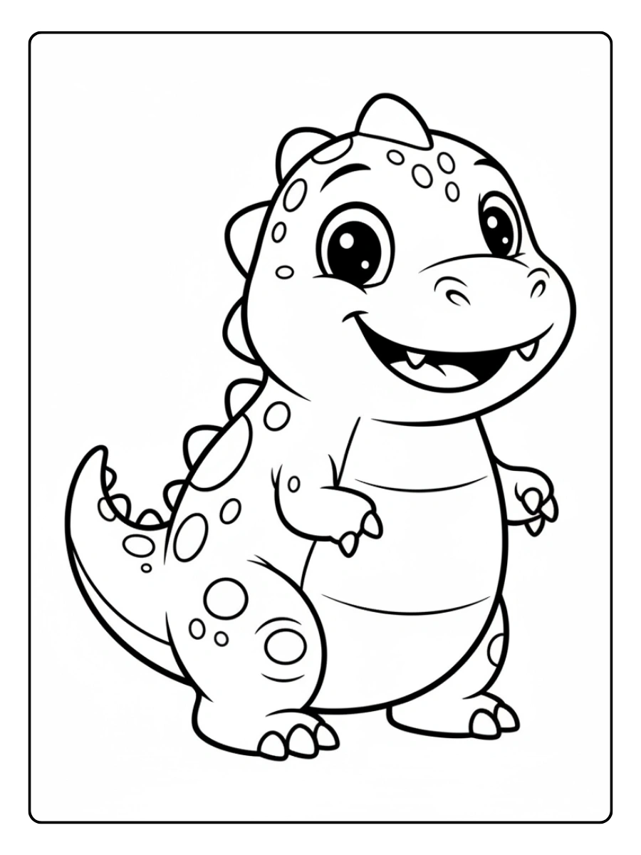 Cute Dino Coloring Pages – Smiling Baby Dinosaur