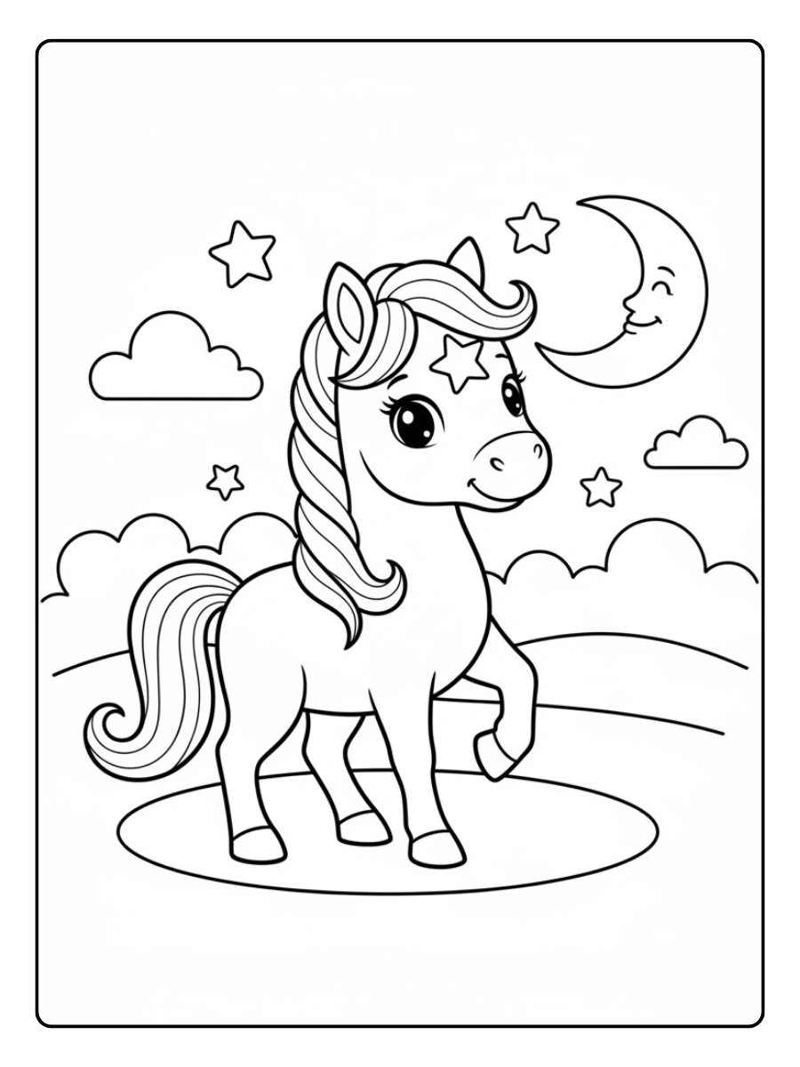 Cute Horse Coloring Pages – Horse with Star
