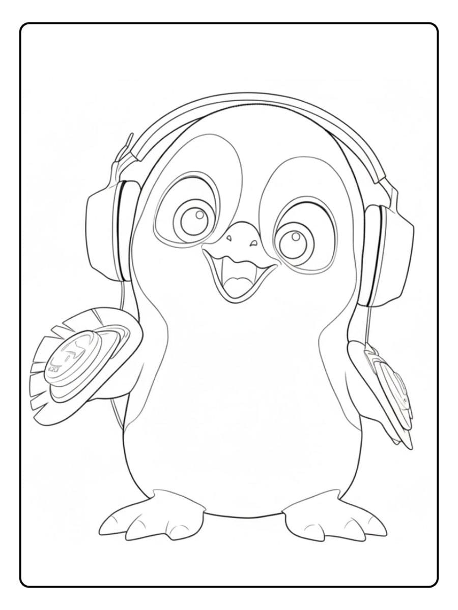 Cute Penguin Cartoon Coloring Pages for Kids