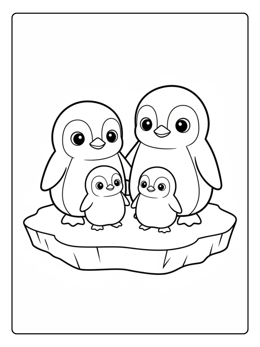 Cute Penguin Coloring Pages – Cute Penguin Family