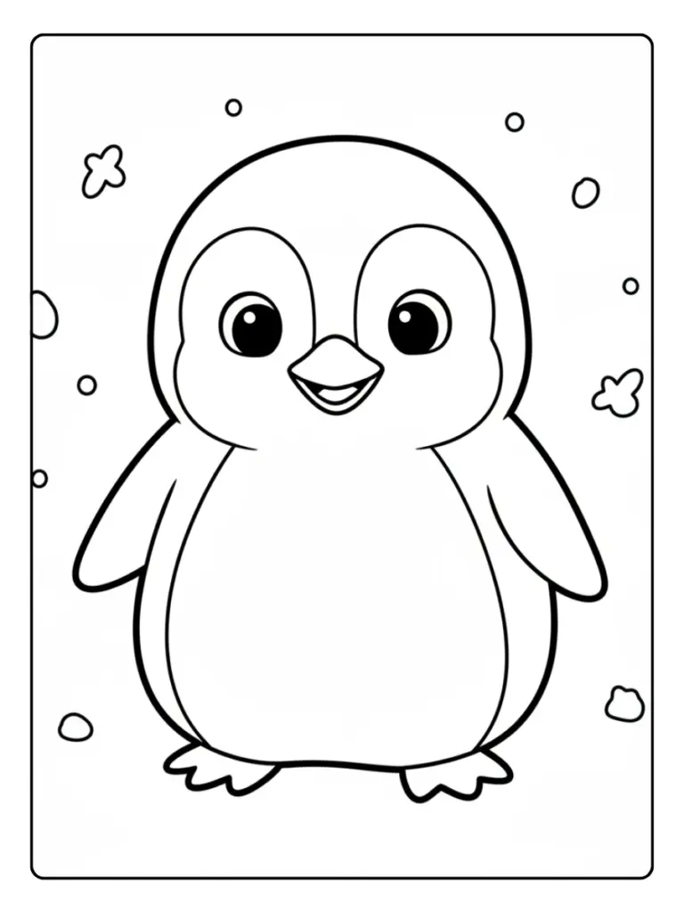 Cute Penguin Coloring Pages – Cute Penguin Smiling