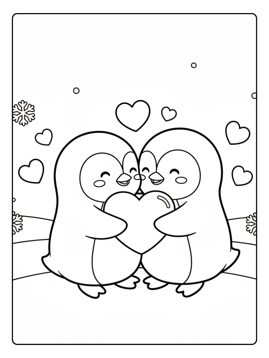Cute Penguin Coloring Pages – Penguin in Love