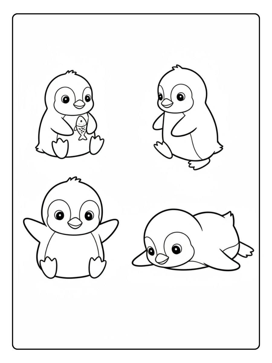 Cute Penguin Coloring Pages – Simple Penguin Line Art