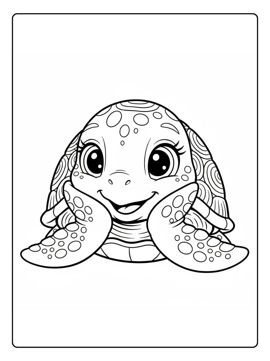 Cute Turtle Coloring Pages – Cute Turtle Close Up