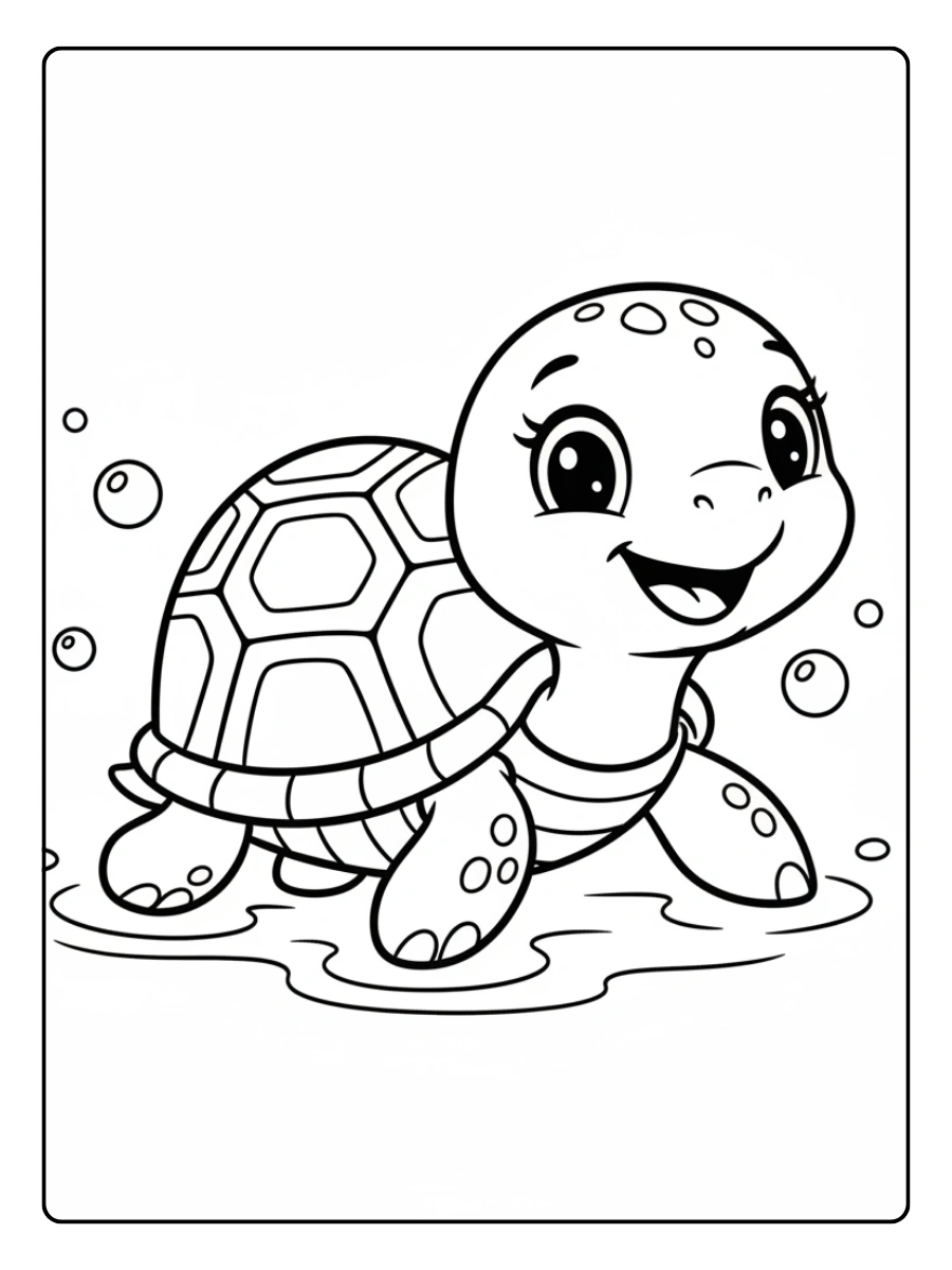 Cute Turtle Coloring Pages – Cute Turtle Smiling