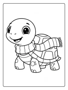 Cute Turtle Coloring Pages – Turtle Wearing Scarf