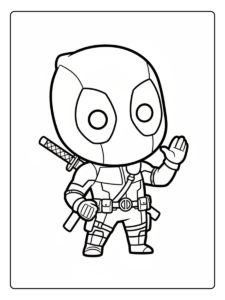 Deadpool Coloring Pages – Deadpool Chibi Cute Style
