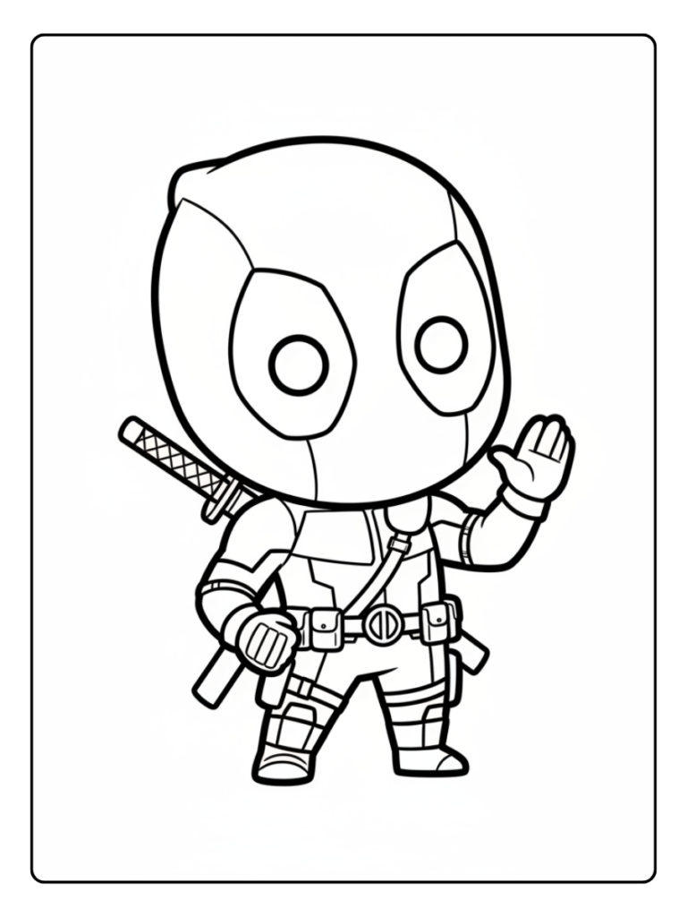 Deadpool Coloring Pages – Deadpool Chibi Cute Style