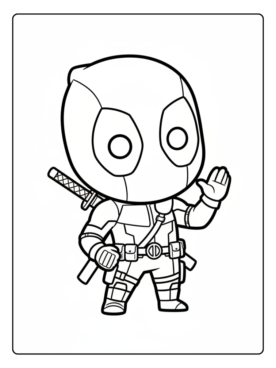 Deadpool Coloring Pages – Deadpool Chibi Cute Style