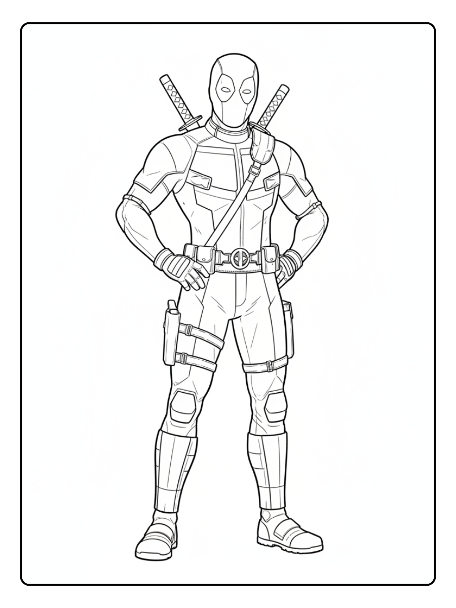 Deadpool Coloring Pages – Deadpool Full Body View