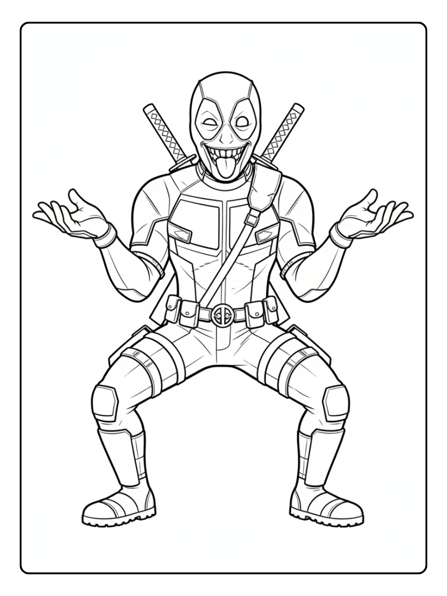 Deadpool Coloring Pages – Deadpool Funny Expression