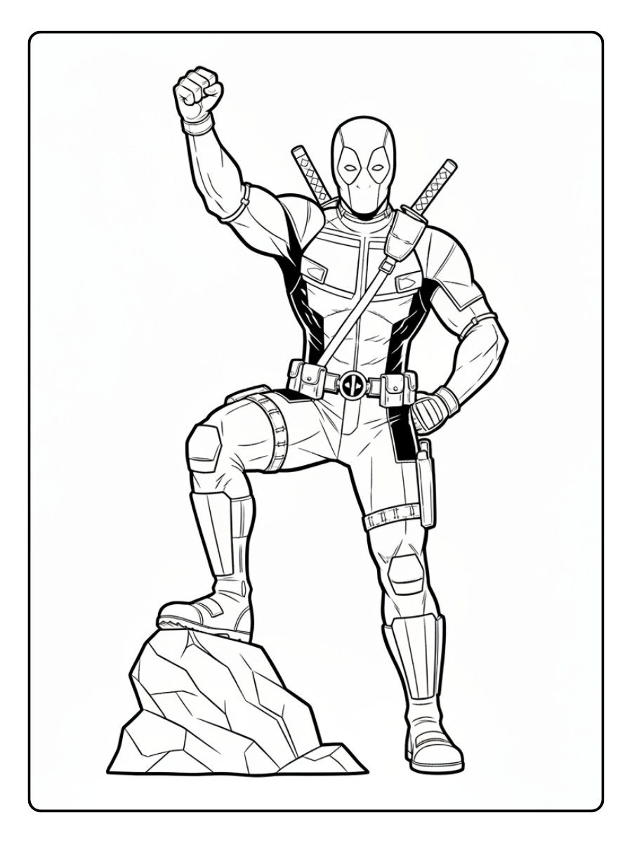 Deadpool Coloring Pages – Deadpool Hero Pose