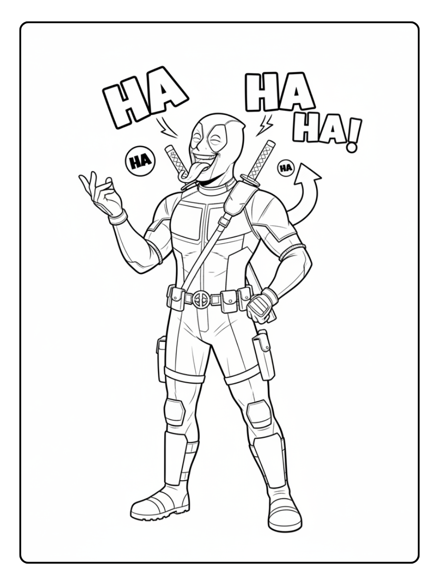 Deadpool Coloring Pages – Deadpool Making a Joke