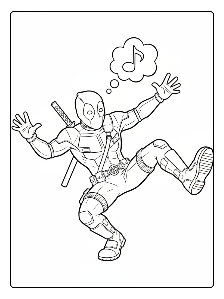 Deadpool Coloring Pages – Deadpool Silly Dance Pose