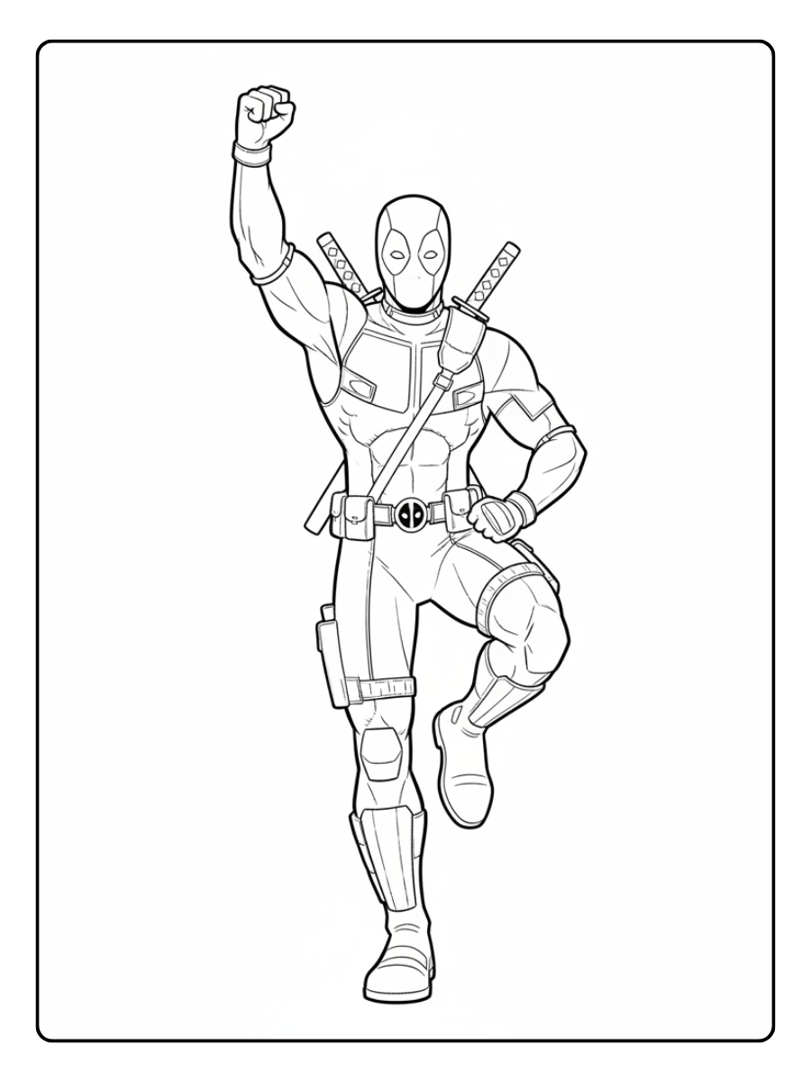 Deadpool Coloring Pages – Deadpool Victory Pose