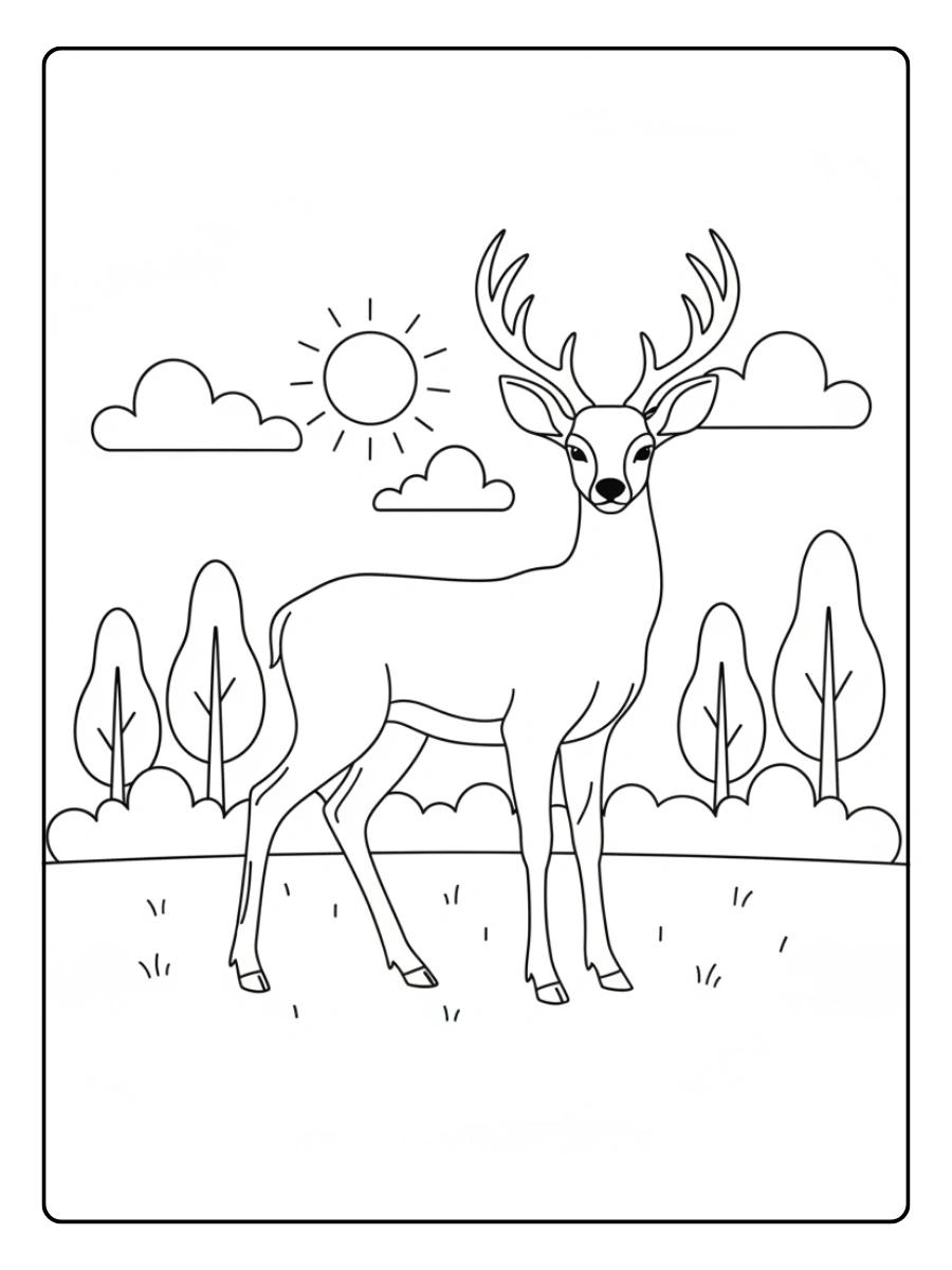 Deer Coloring Pages – Black and White Deer