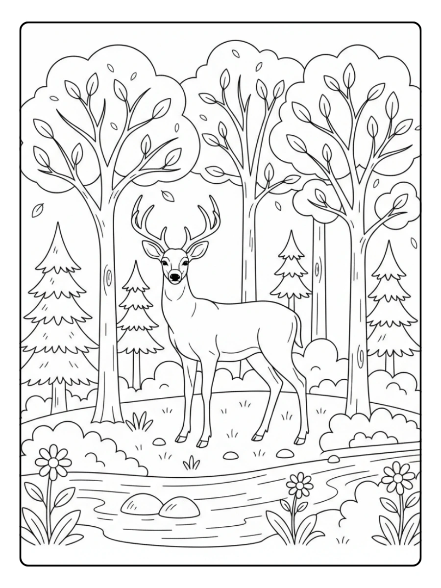 Deer Coloring Pages – Deer Line Art