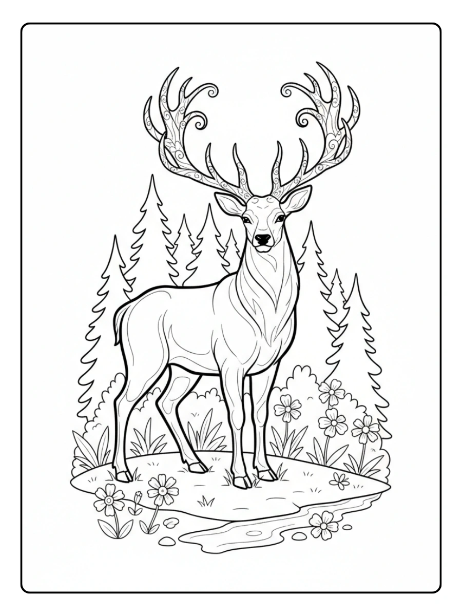 Deer Coloring Pages – Majestic Stag