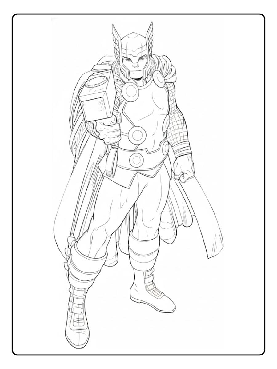 Detailed Comic Book Style Thor Illustration Free Thor Coloring Pages