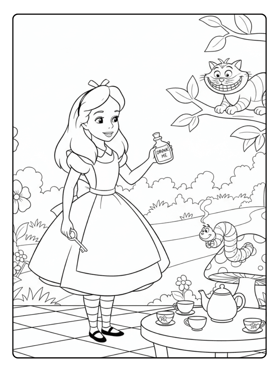 Disney Princess Coloring Pages Alice