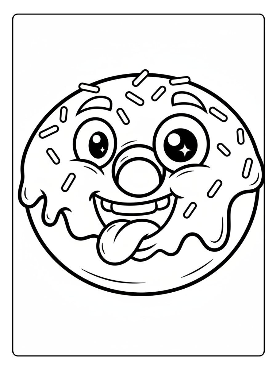 Donut Coloring Pages – Donut Funny Expression