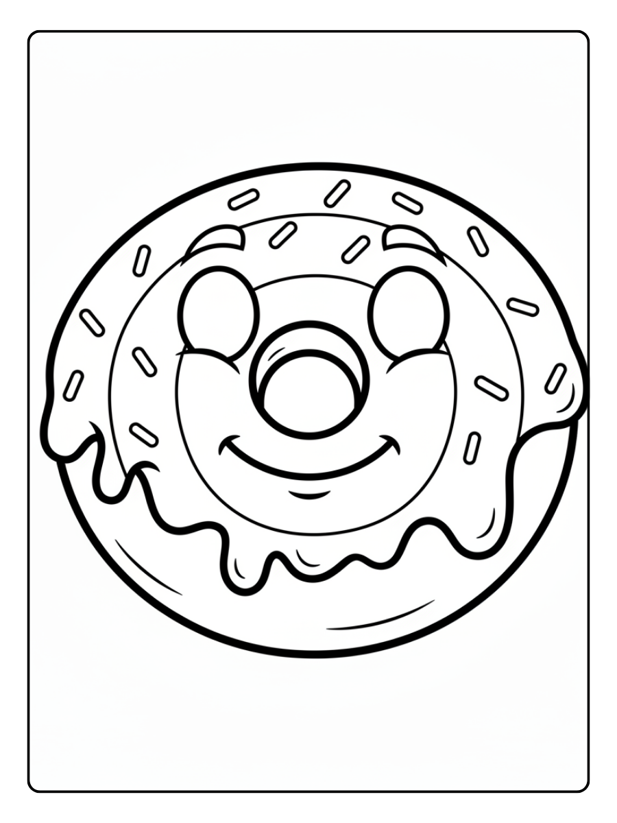 Donut Coloring Pages – Donut Rainbow Icing