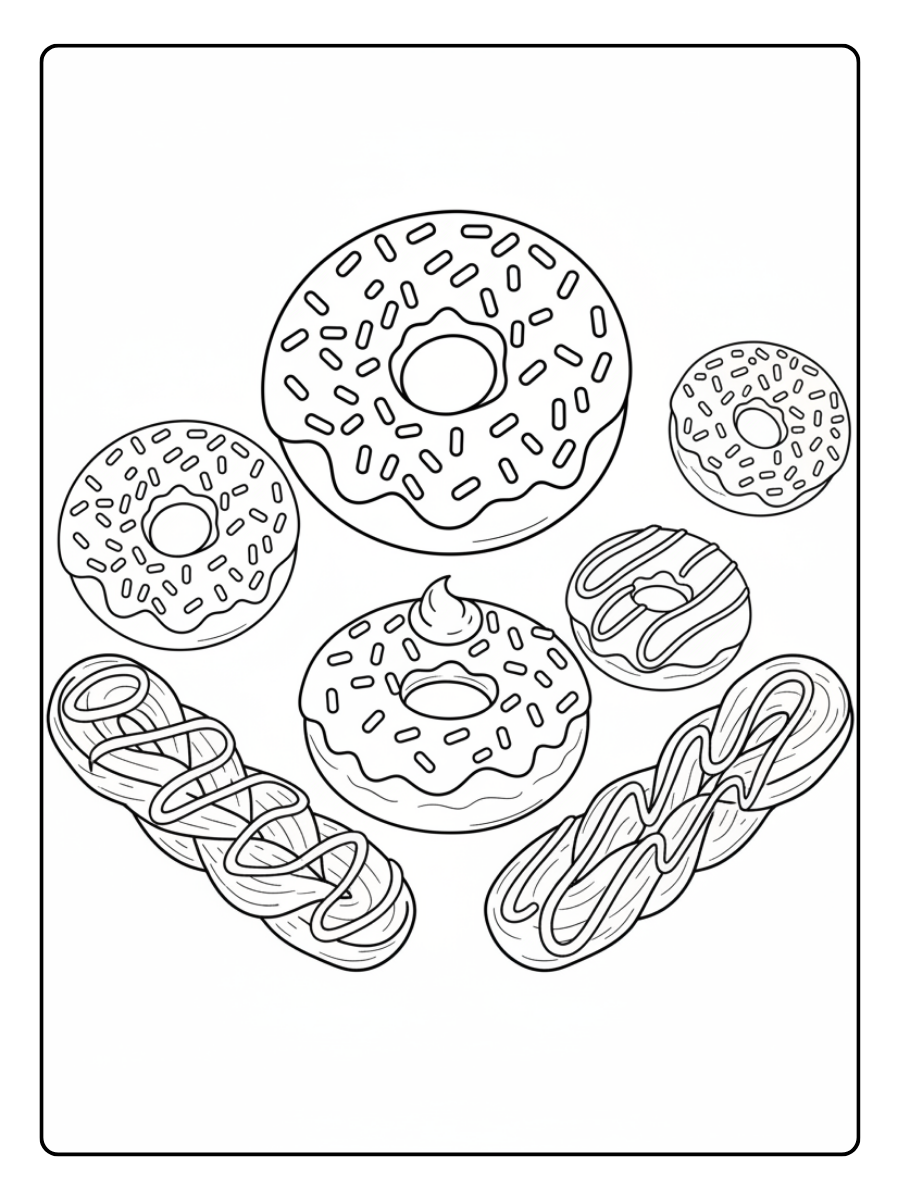 Donut Coloring Pages – Donut Set for Coloring
