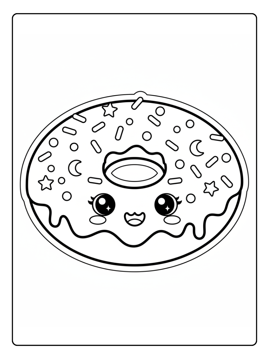 Donut Coloring Pages – Donut Sticker Style