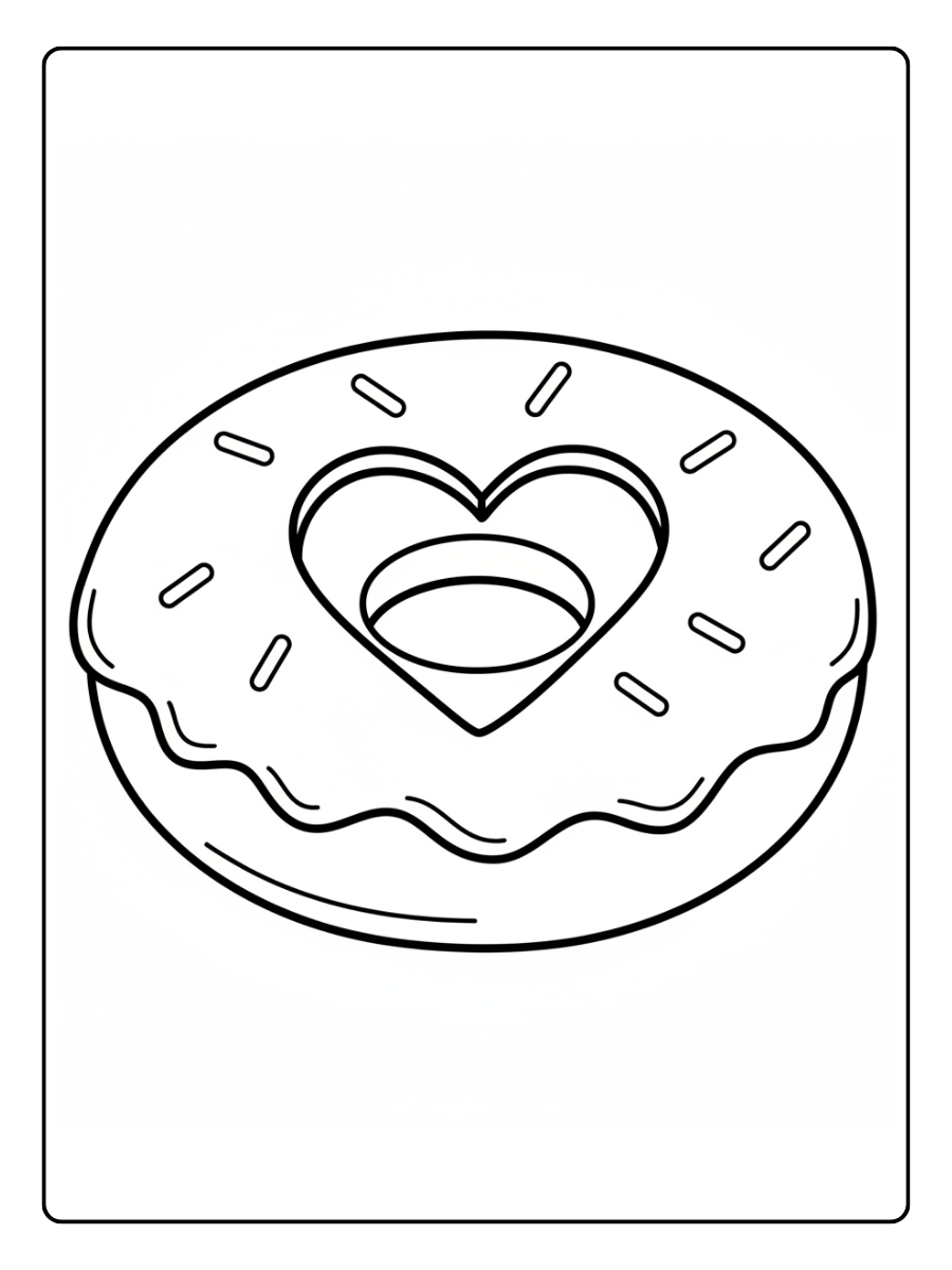 Donut Coloring Pages – Donut with Heart