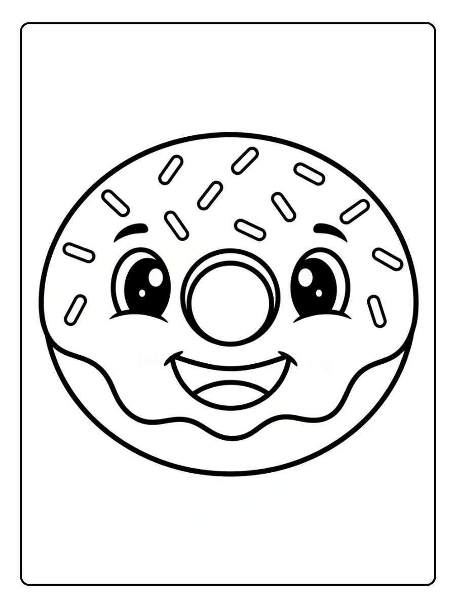 Donut Coloring Pages – Happy Donut Face