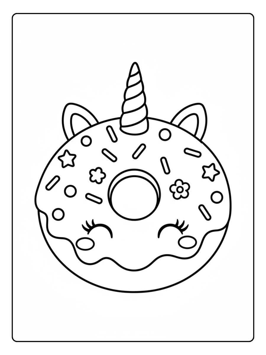Donut Coloring Pages – Unicorn Donut