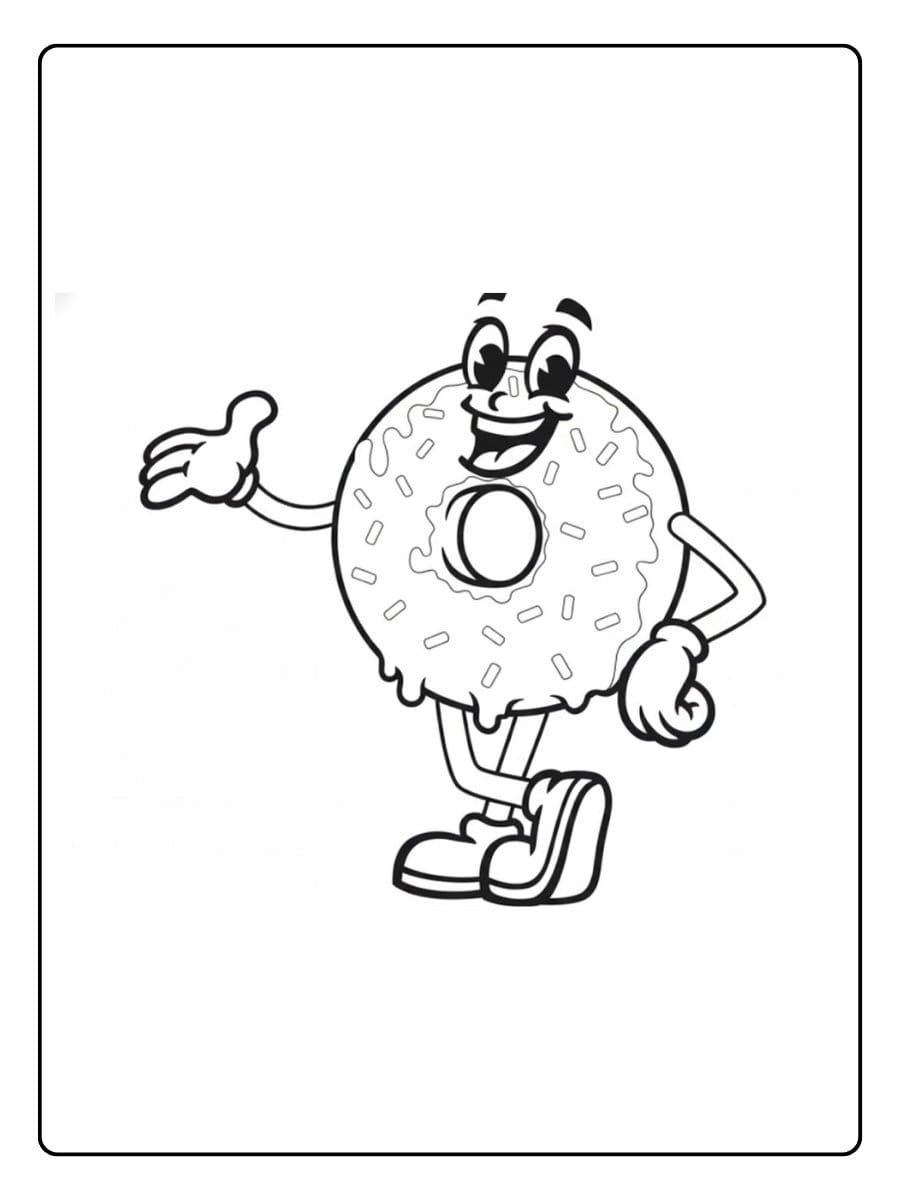 Donut coloring page donut character giving thumbs up