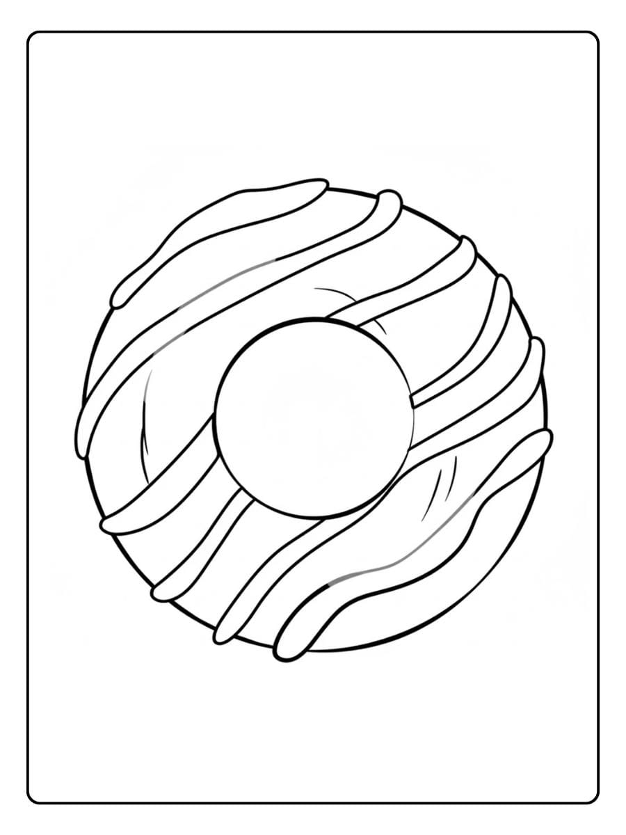 Donut coloring page swirl icing donut top view