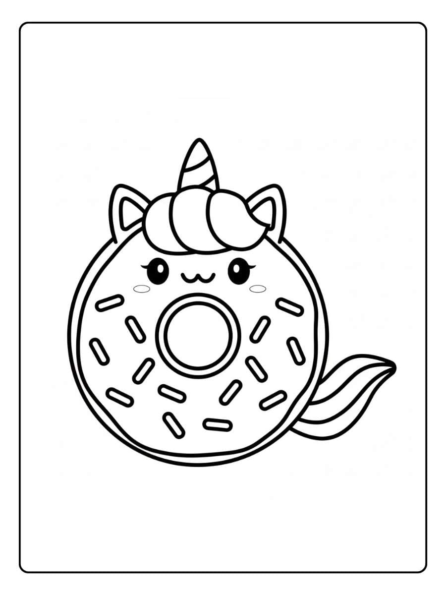 Donut coloring page unicorn donut with sprinkles