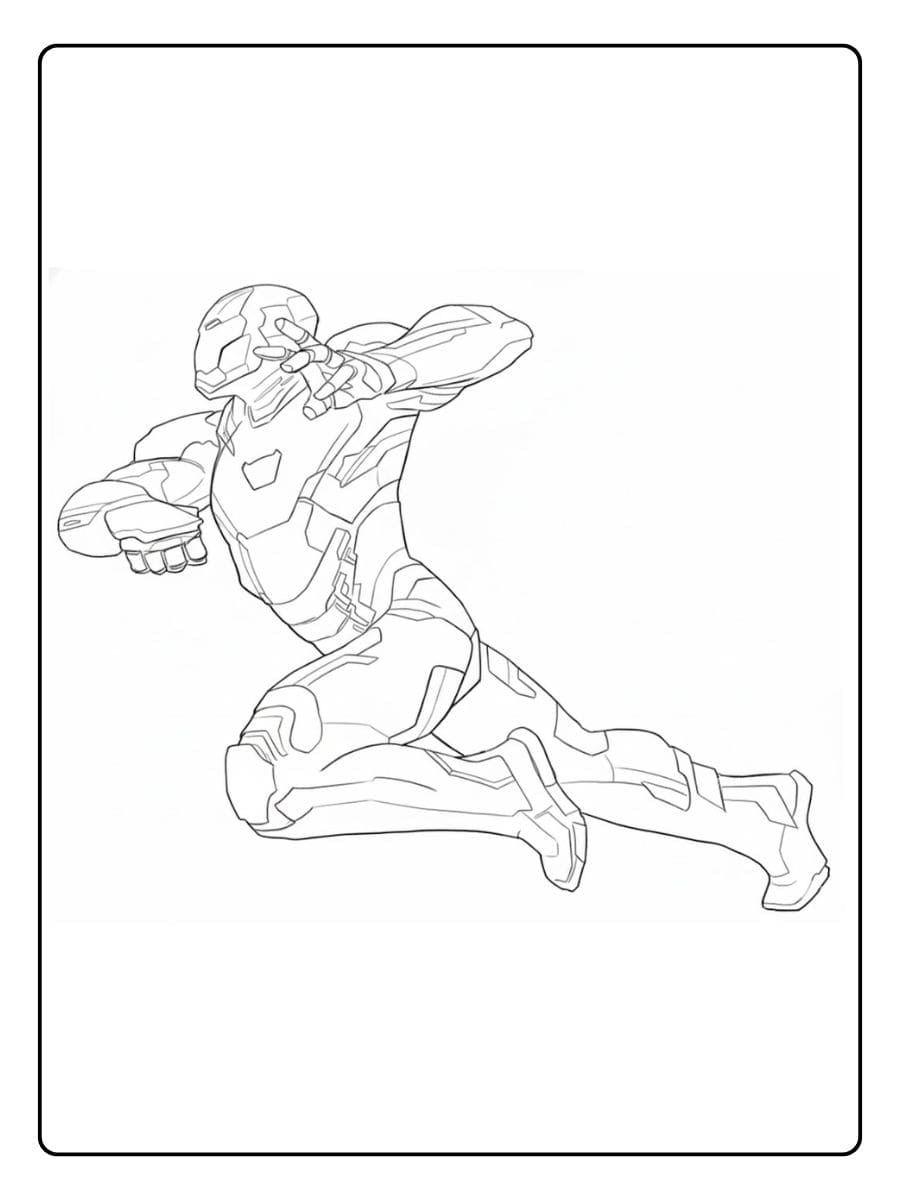 Dynamic Pose Iron Man Coloring Pages