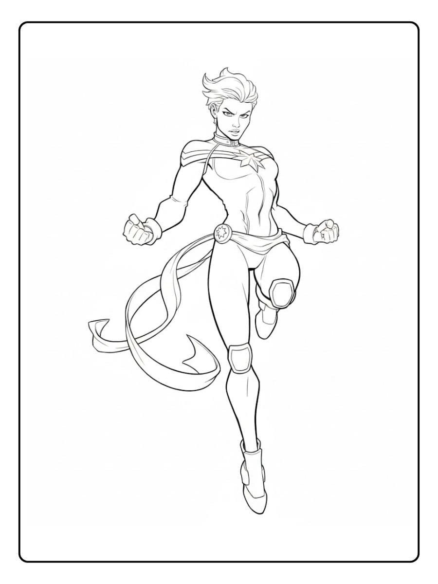 Easy Captain Marvel Sketch Coloring Pages