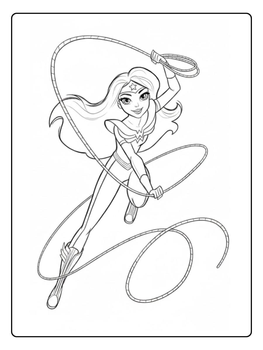 Easy Wonder Woman Coloring Pages Black and White Sketch