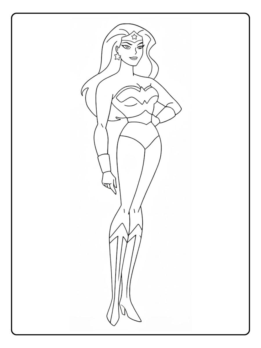 Easy Wonder Woman Coloring Pages Line Art