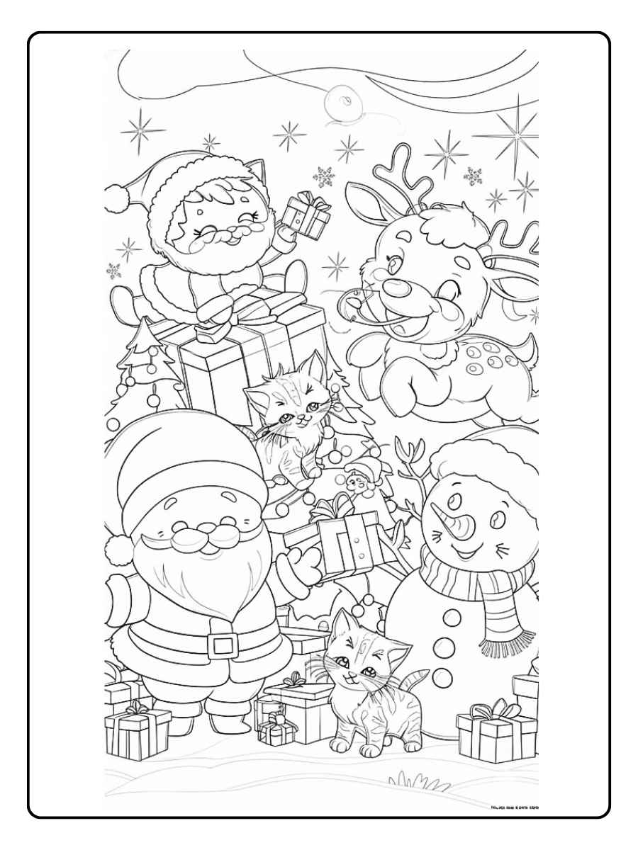 Festive Baby Reindeer with Santa Hat cute coloring pages christmas