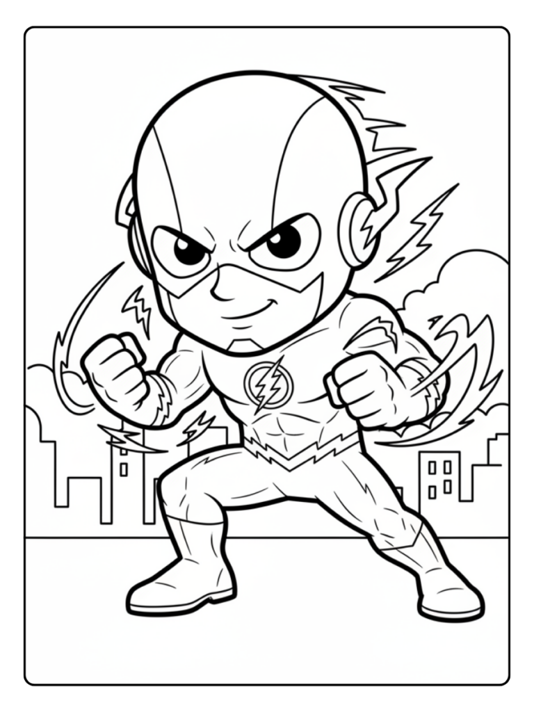 Flash Coloring Pages – The Flash Battle Pose