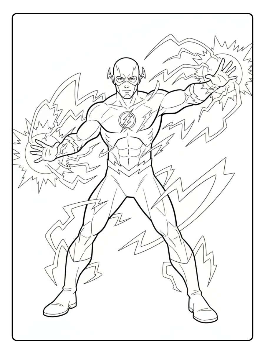 Flash Coloring Pages – The Flash Lightning Power