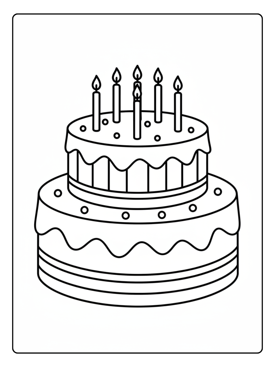 Food Coloring Pages – Birthday Cake