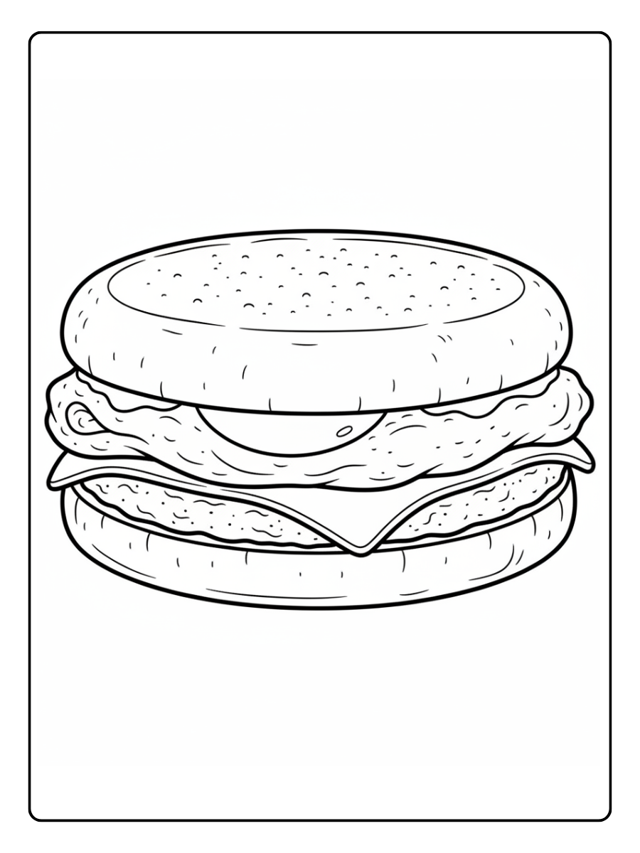 Food Coloring Pages – Breakfast Sandwich