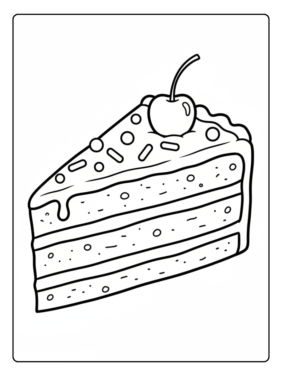 Food Coloring Pages – Cake Slice
