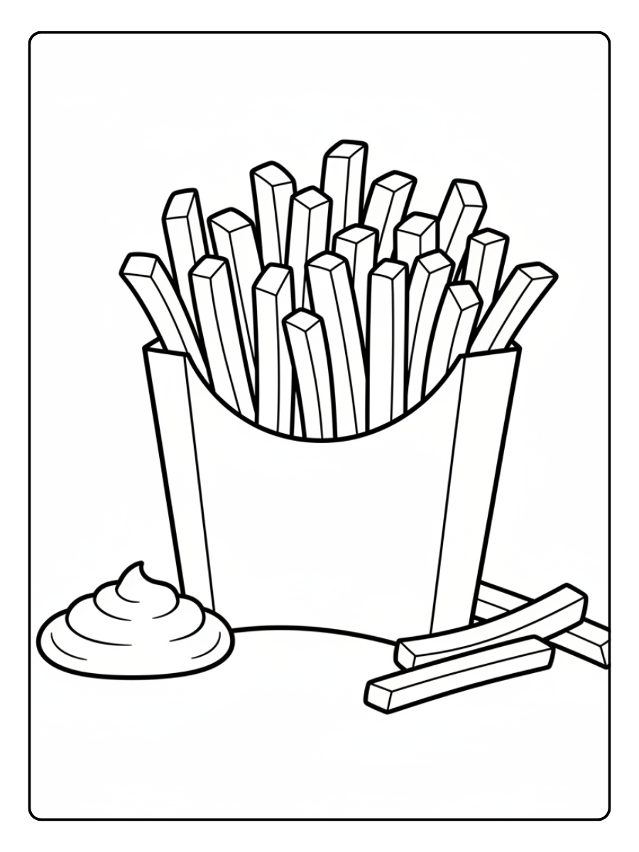 Food Coloring Pages – Fries with Ketchup